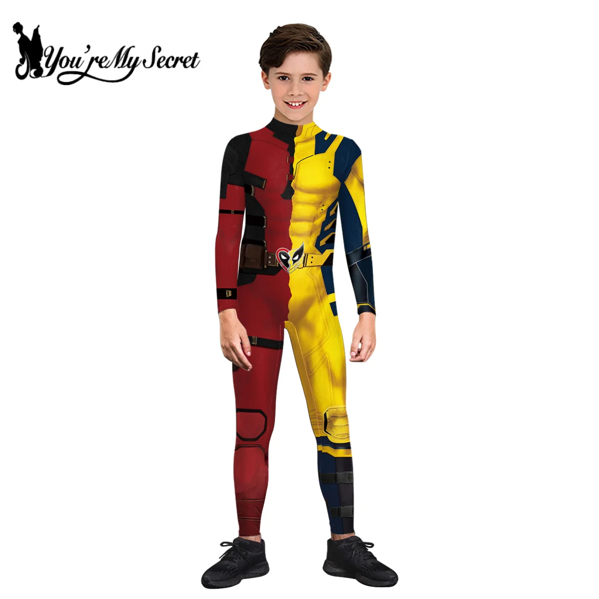 You're My Secret-disfraz de superhéroe Deadpool para adultos, mono de Cosplay con estampado Digital, vestido de Lobezno para niños