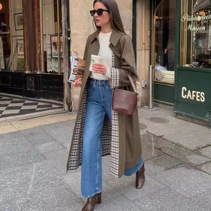 Elegant Solid Single Breasted Lapel Overcoat Women Casual Long Sleeve Pocket Windbreaker 2024 Autumn Lady Office Outwear