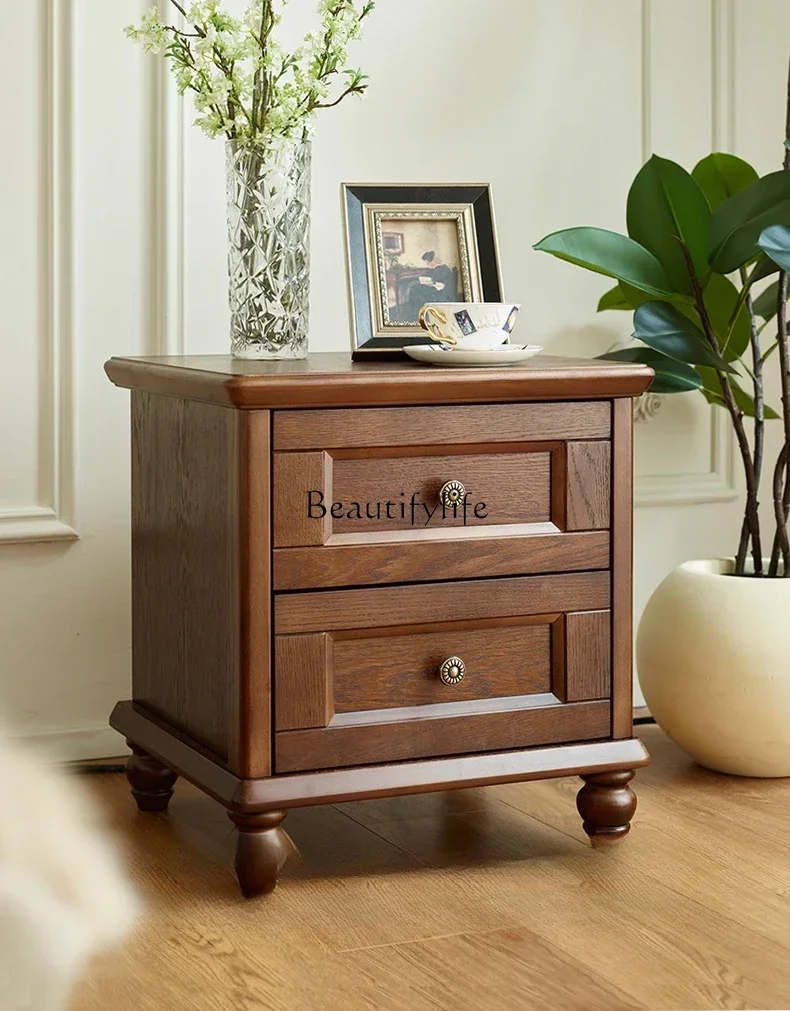 

D38American retro French solid wood bedside table Bedroom furniture Simple storage drawer American style bedside table