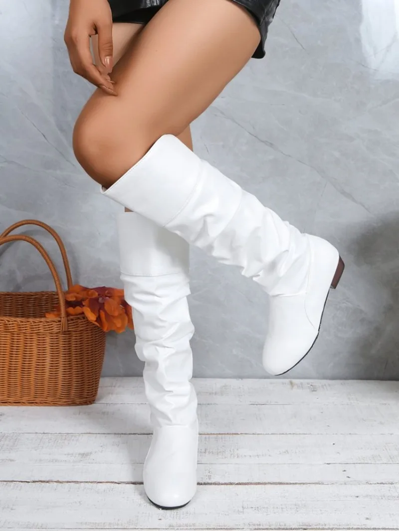 2026 Mid-Calf Boots Women Flat Shoes Spring Autumn Women High Boots Long Western Cowboy Boots Women Footwear Large size 36 - 43