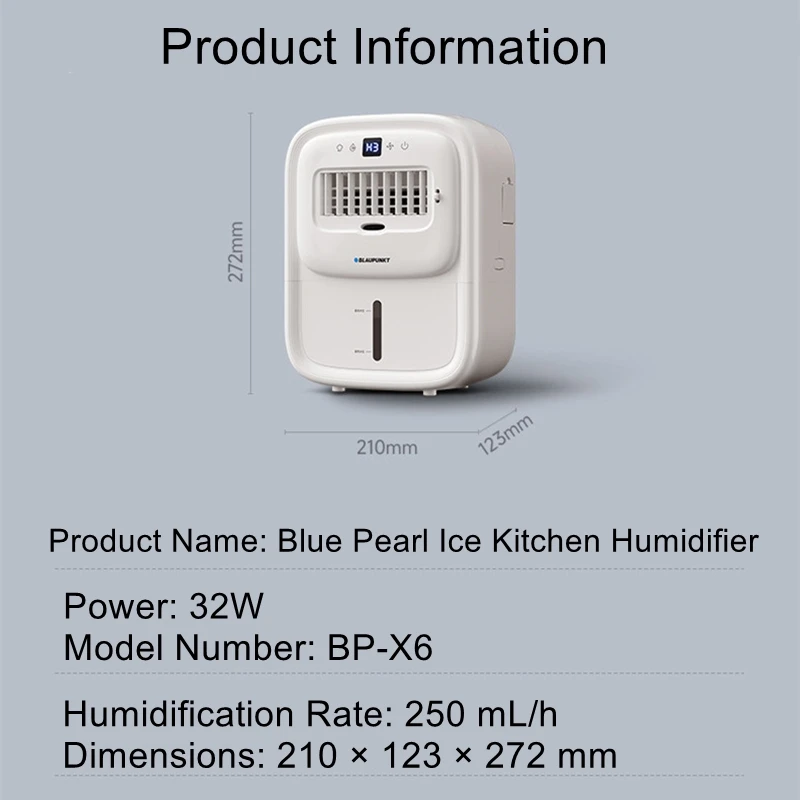Kitchen Fan for Cooling, Small Air Conditioner, Wall-Mounted or Floor-Standing Ice Mist Electric Fan for Home Use