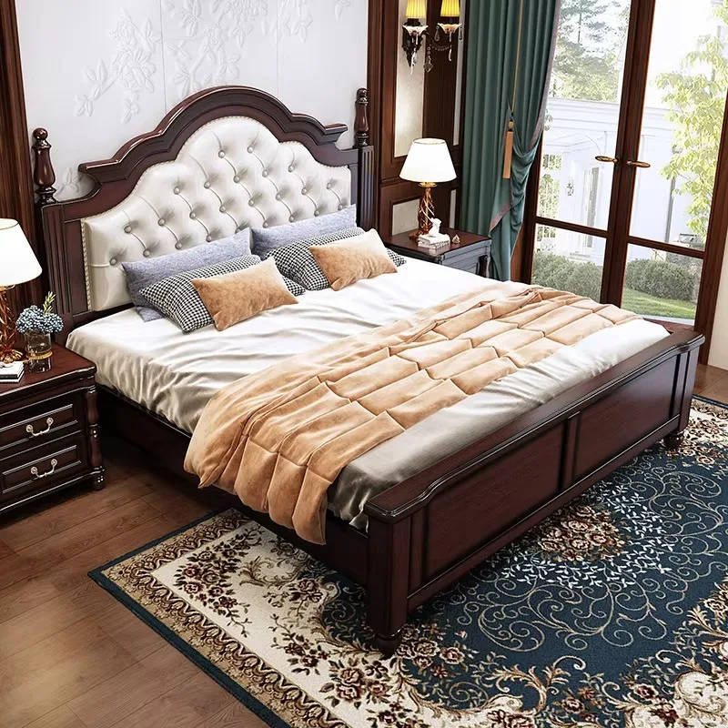 Elegant Modern Double Bed Simple Wood Comferter Loft Bed King Size Letto Matrimoniale Bedroom Set Furniture