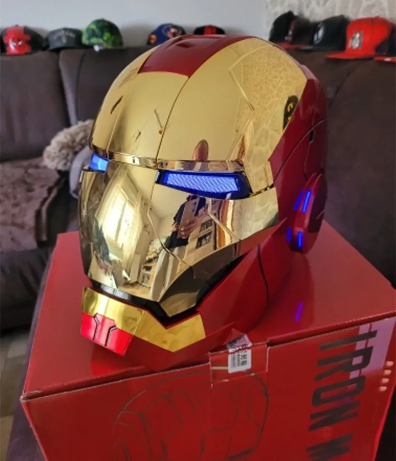 2023 Marvel Iron Man Autoking 1:1 Cosplay MK5 Helmet Voice Remote Control Automatic Helmet Mask With Led Action Figure Xmas Gift