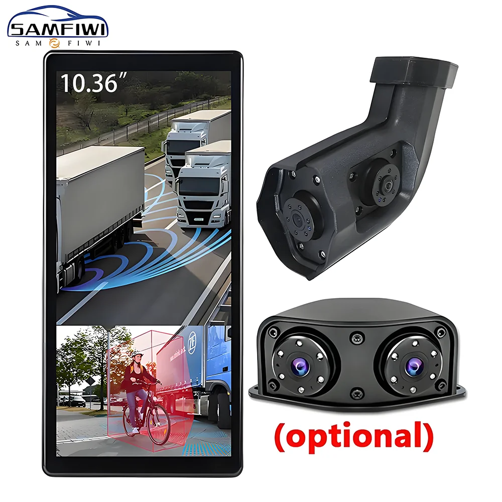 

10.36" Touch Screen Vertical Monitor BSD Detection 1080P AHD Side View Cameras, Night Vision DVR Loop Recording for Bus Truck RV