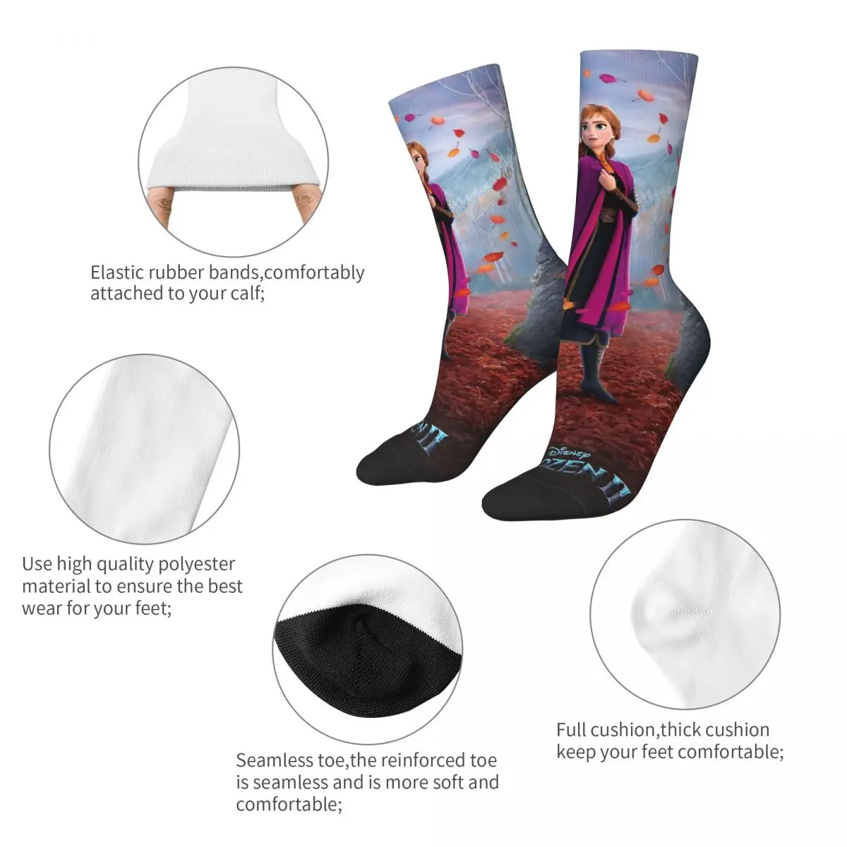 Frozen Elsa Princess Anna Socks Men Women Fashion Sister Cartoon Socks Novelty Spring Summer Autumn Winter Middle Tube Socks