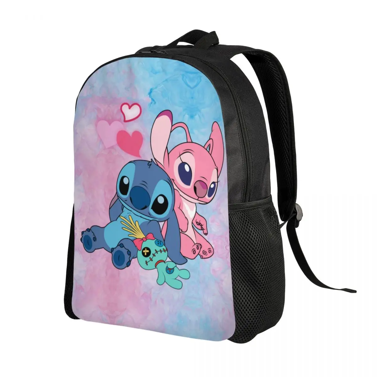 Custom 3D Print Stitch Angel Backpacks Boys Girls Disney Anime College School Travel Bags Men Women Bookbag Fits 15 Inch Laptop