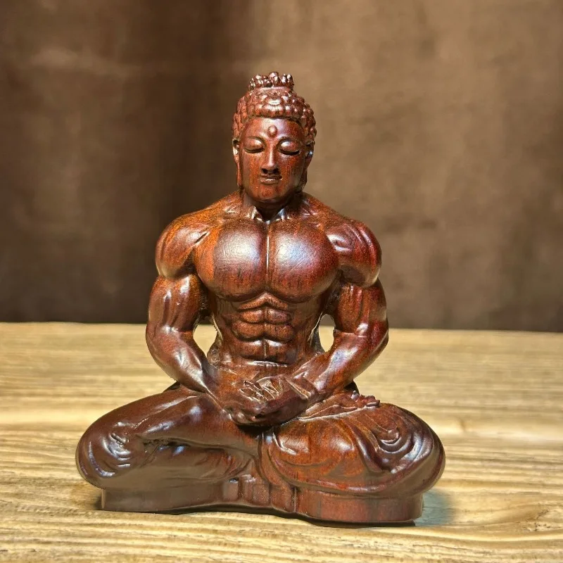 Hand-Carved Ebony Wood Muscle Buddha Statue 3.1x2.8x1.6' / 5.5x4.7x3' Car Dashboard & Home Decor Creative Gift