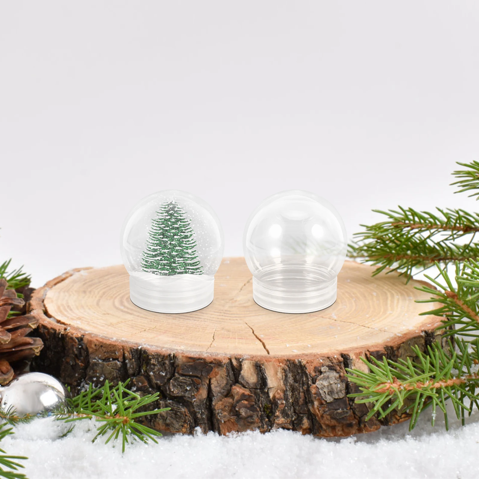 

10pcs Snow Globe Accessories Clear Plastic Ball Shape Globe For Diy Crafts Water Globes Prop Smooth Surface Easy To