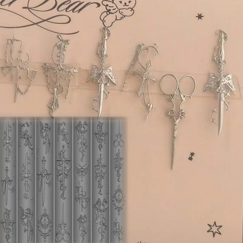 Retro Court Style Butterfly Candlestick Silicone Mold for Nail Art European Cross Knot Ribbon 3D Art Decorations view 5