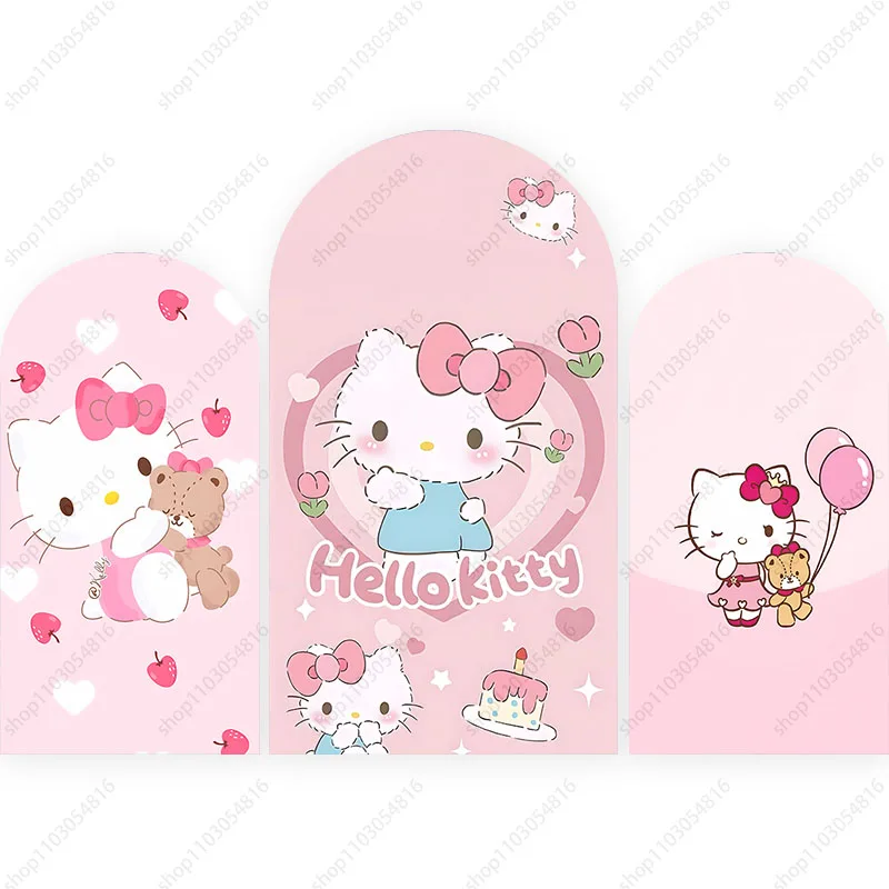 Sanrio Hello Kitty Arch Photo Backdrop Cute Arched Wall Pink Birthday Party Baby Shower Doublesided Photography Background