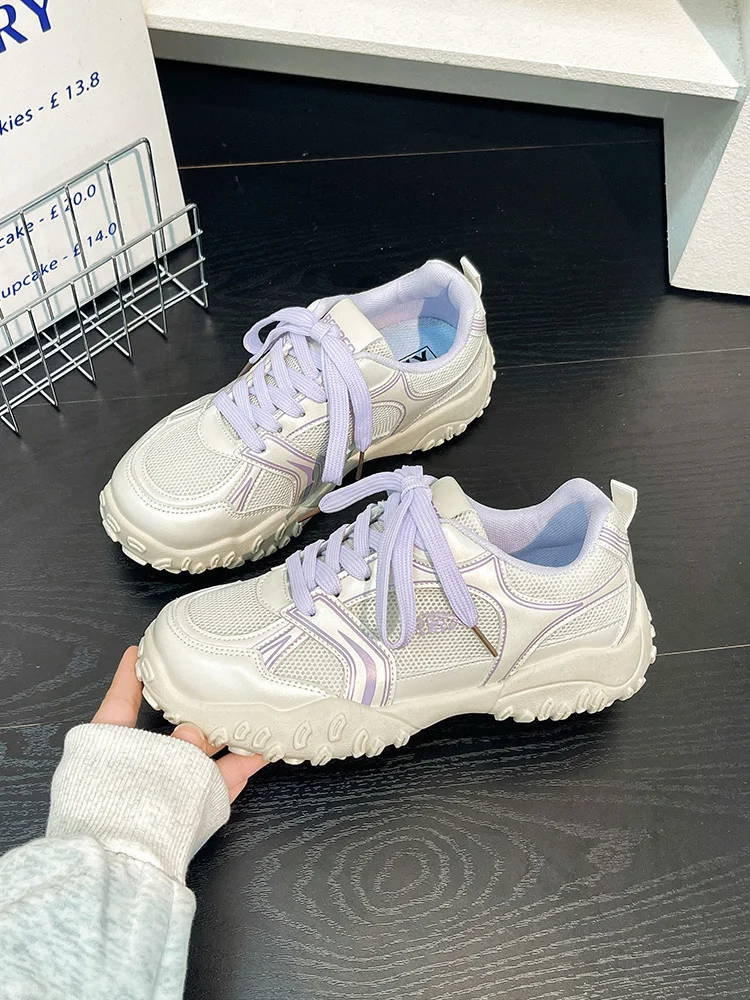 バレエデキンシューズ-レディース-おしゃれ-厚底-カジュアル-スポーツシューズ-通気性メッシュ-人文系ストア-新作-2025年スタイル