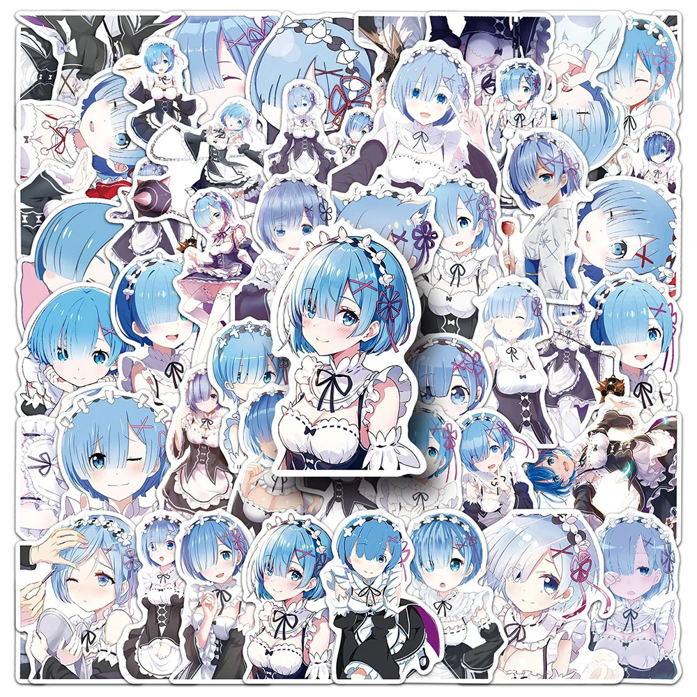 10/30/50pcs Re:Life in a Different World From Zero Rem Stickers Kawaii Cartoon Anime Girl Decals for Scrapbook Phone Case Guitar