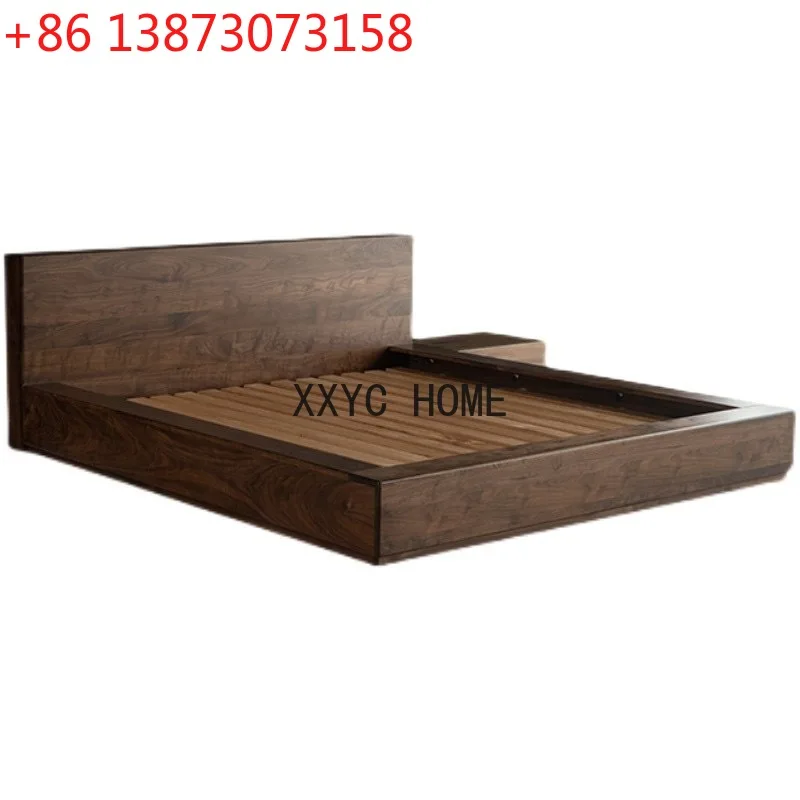 

Solid Wood Platform Bed Oak Double Floor Trundle Bed Japanese Tatami Simple