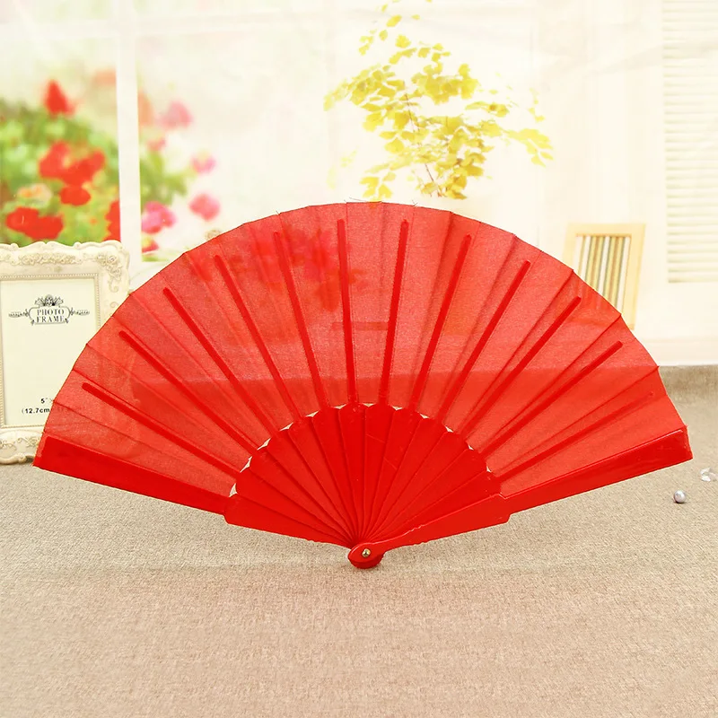 Folding Fan Classical Plastic Hand Held Dancing Fan Chinese Style Room Decoration Gift Craft Performances Fan Wedding Supplies