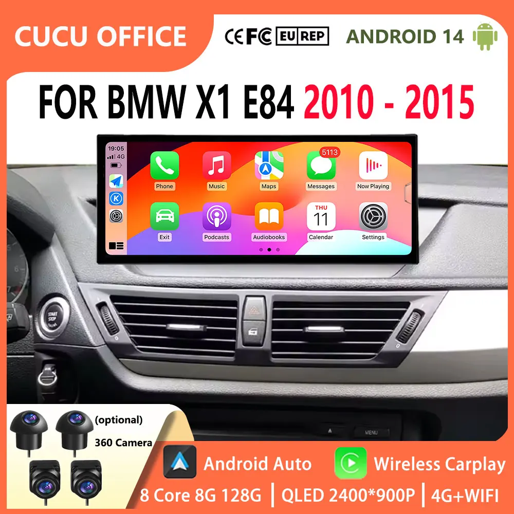 

Carplay Car Radio Multimedia Video Player For BMW X1 E84 2010-2015 CIC System Stereo Navigation GPS Android 14 UItra-thin Screen