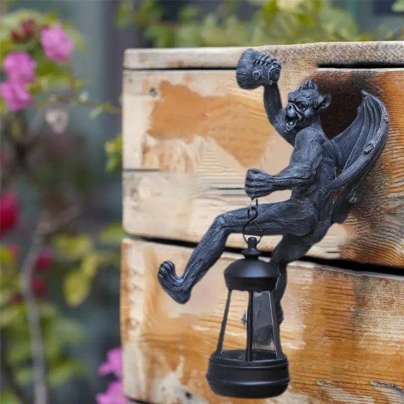  Resin Gothic Figurine with Solar Light Tree Ornament Garden Statues Unique Housewarming and Easter Gifts Easy to Use