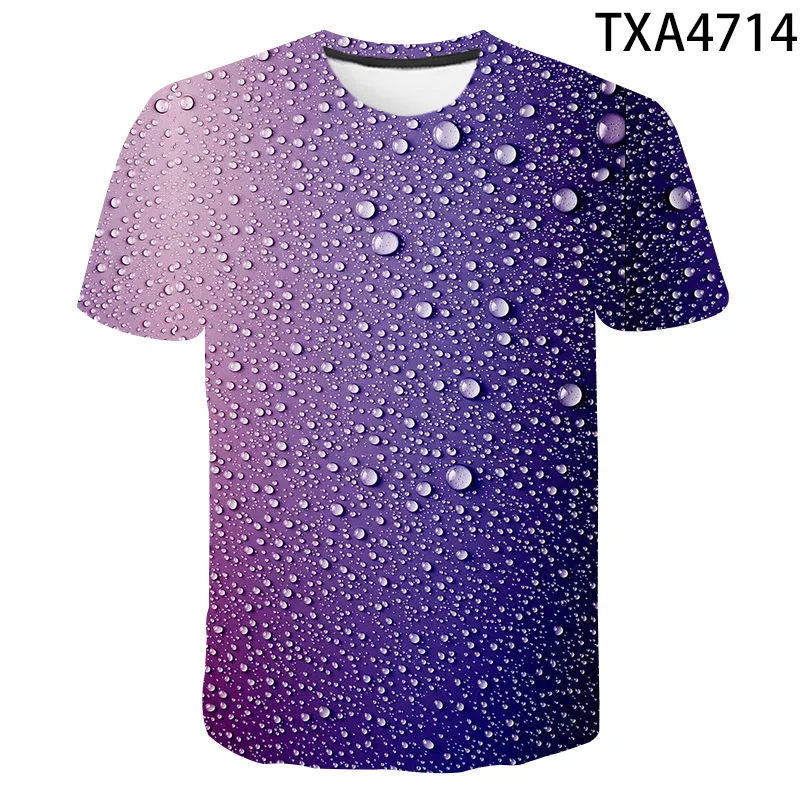 Water Droplets T-Shirt Men Women Children Summer Short Sleeve Waterdrop 3D Pattern Printed Boy Girl Cool Tees Tops Clothing