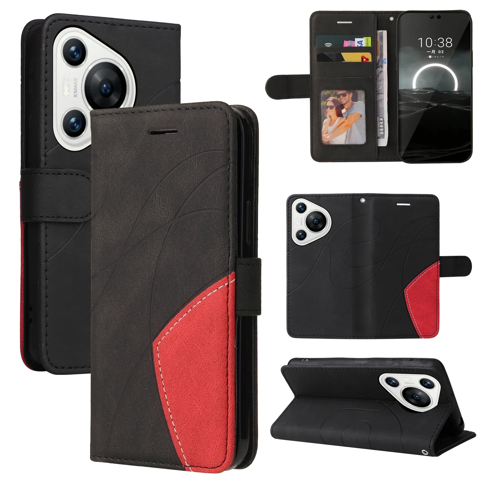 CxdFlip Portemonnee Case Voor Huawei P70 P50 Splicing Lederen Kaartvak Terug Coque Voor Huawei P70 P50 P20 Pro P20 Lite telefoon Cover