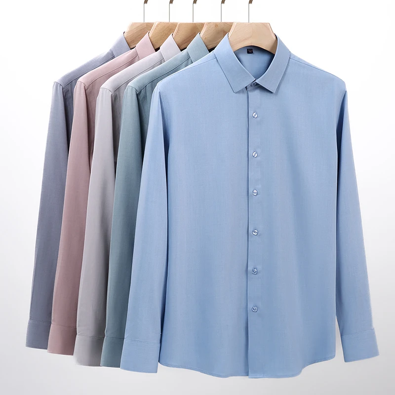 

New Fabric Anti-Wrinkle Men Shirt Long Sleeves Slim Fit Camisa Social High-end Business Casual Long Sleeve Shirt Men's S-5XL