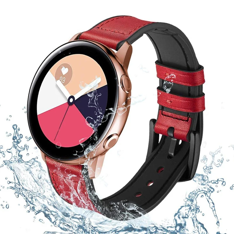 20mm 22mm Leather Band For Samsung Galaxy watch Active 2 strap 40/44mm Gear S3 Frontier bracelet Huawei GT/2/Pro Galaxy 3 correa