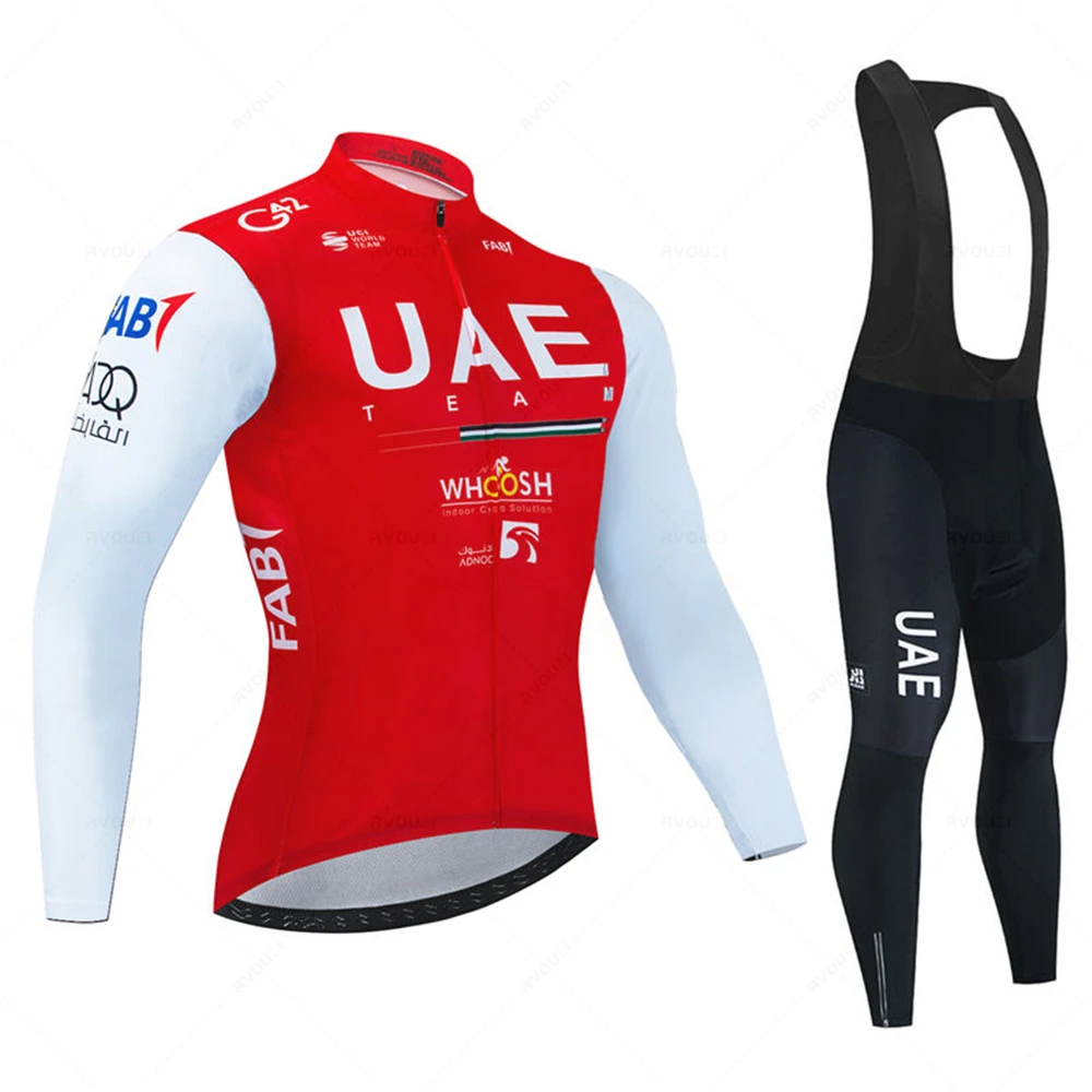 Team Uae Autumn Cycling Jersey Set Long Sleeve Quick Dry Cycling Clothing Bike Uniform MTB Clothes Bicycle Wear Ropa Ciclismo