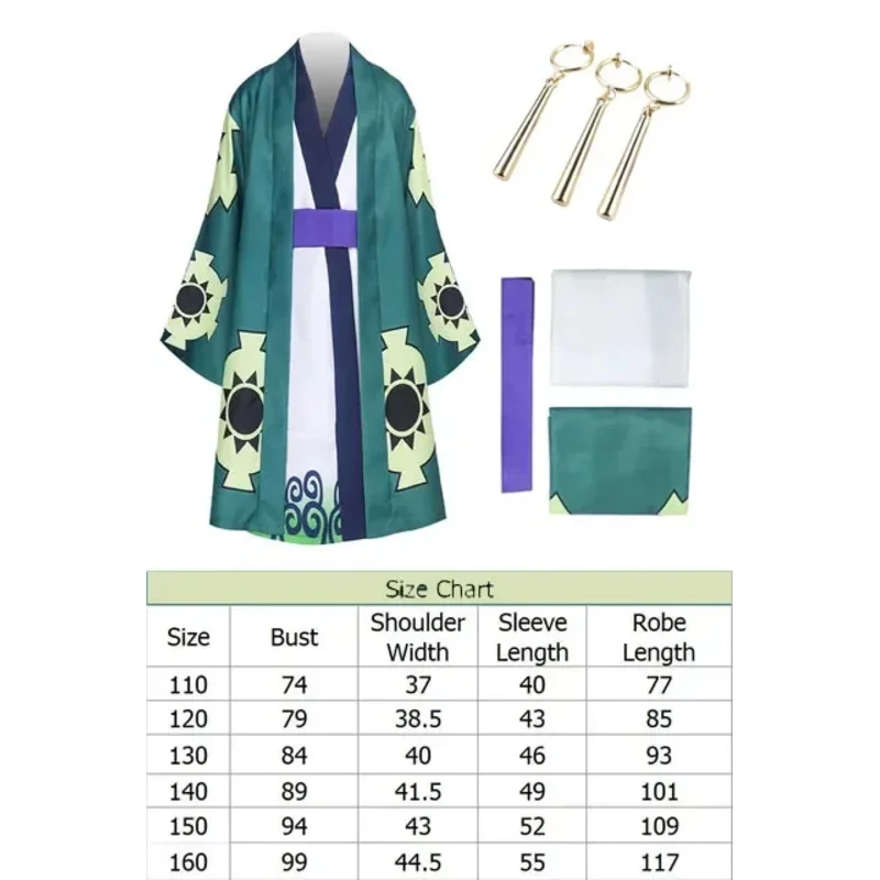 Niño niños Wano Country Zoro Juurou Cosplay fantasía Anime una pieza de Cosplay disfraz niño Halloween carnaval fiesta ropa