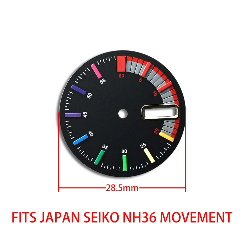 NH36 dial 28.5mm new rainbow watch dial is applicable to SKX007 double calendar improved dial is applicable to NH36 movement