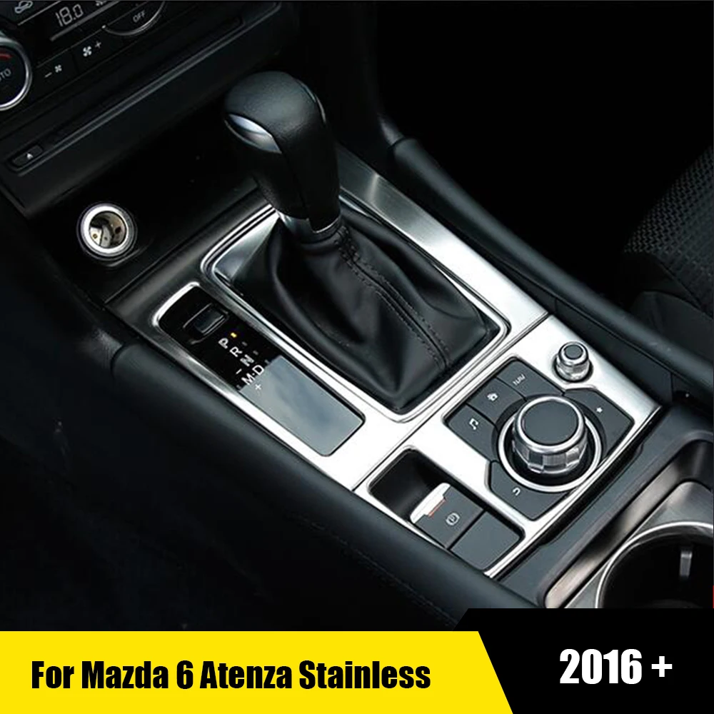 

For Mazda 6 Atenza 2016 2017 2018 Stainless steel Car Gear Shift Gear brake panel cover Trim Styling Interior Accessories 2pcs