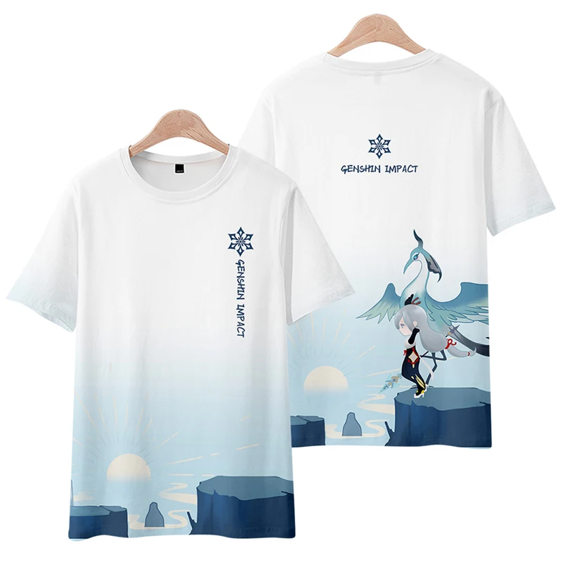 Genshin Impact Game Peripheral Clothes Summer Men and Women Shenhe anime cos Relaxed Short Sleeve T-shirt Set