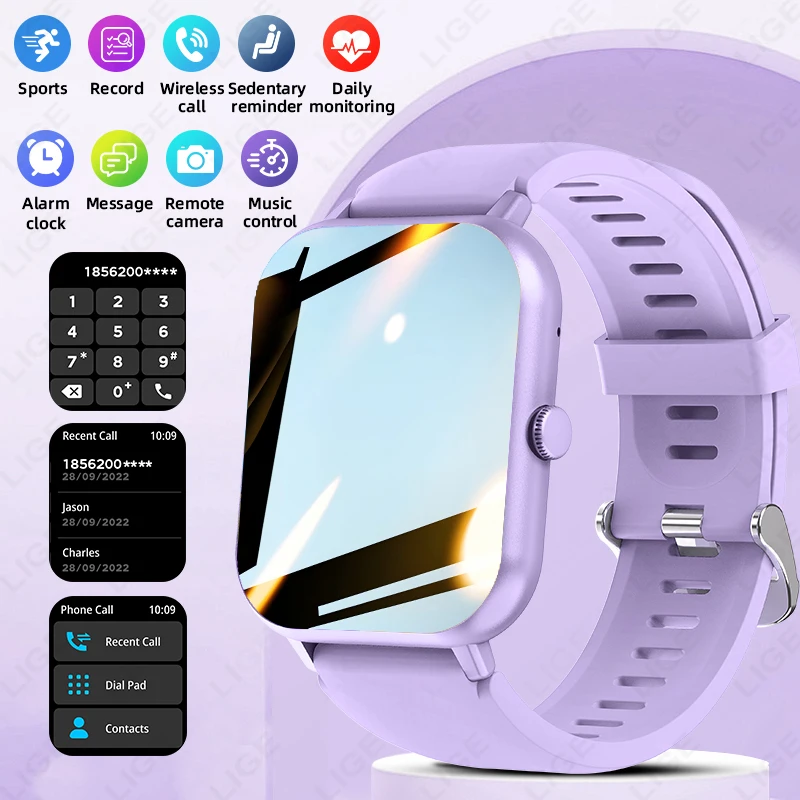 

Умные часы LIGE с HD-экраном 1,83 дюйма, мониторингом сна, Bluetooth-вызовами, водонепроницаемостью IP67, шагомером, 100+ спортивными режимами, для мужчин и женщин