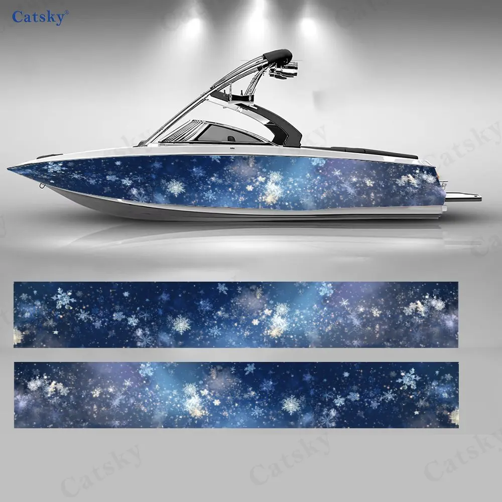 

2Pcs Starry Snow Dream Boat Stickers, PVC Waterproof Durable Vinyl Wrap Decals for Fishing Boats, Durable and Stylish Design