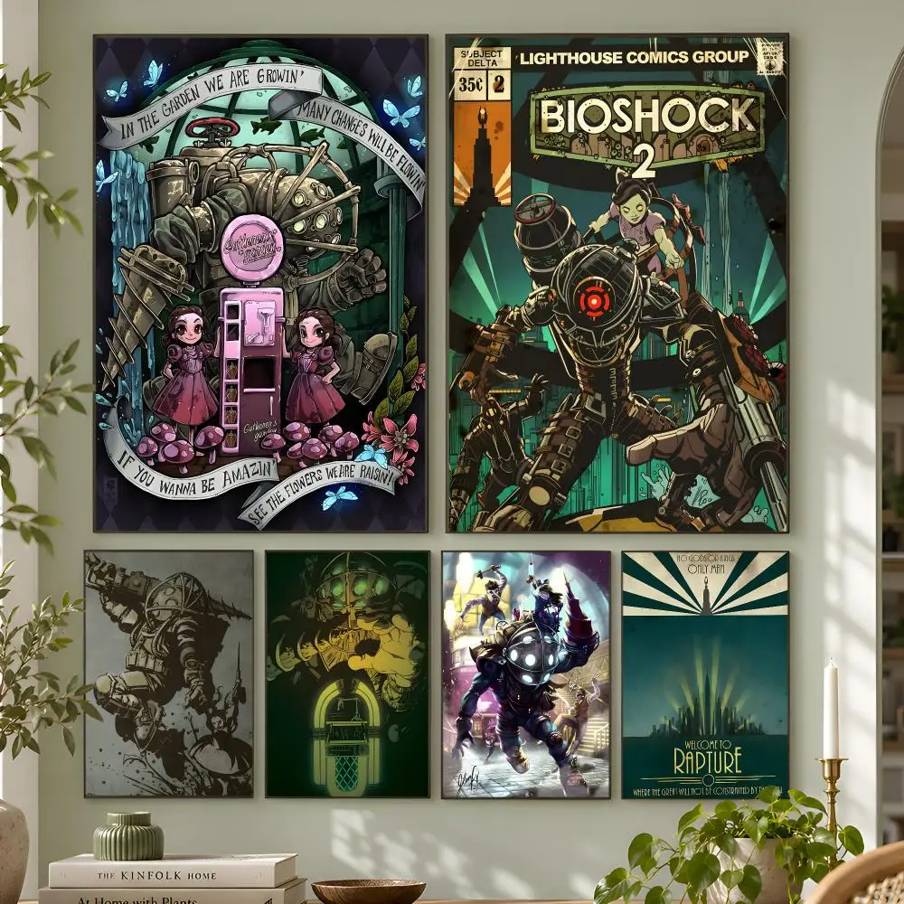 Video Game Bioshock Rapture Retro Print Poster Wall Art Home Decor Living Room Bedroom Office Dorm Apartment Gift