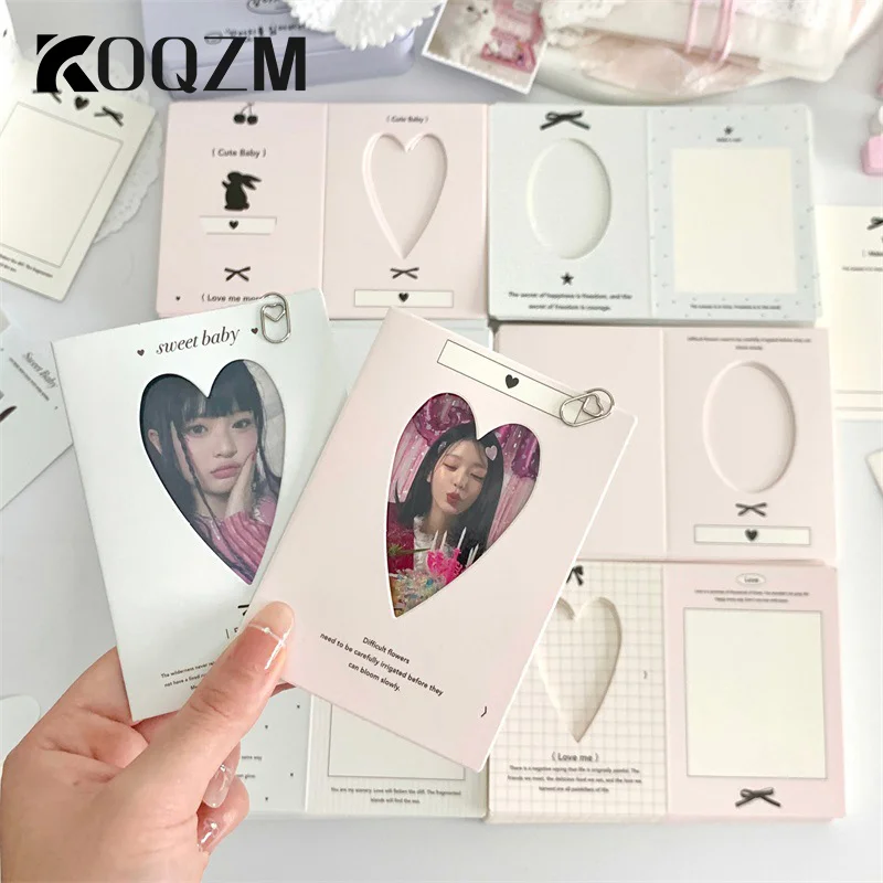 10pcs/pack Hollow Window Folding Back Card Kpop 3 Inch Photocard Holder DIY Small Card Decorative Packaging Material