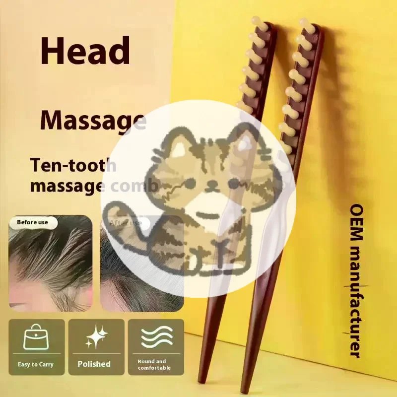 

Деревянная расческа с длинной ручкой и широкими зубьями для завивки и укладки волос, профессиональный салонный инструмент для черных волос и париков