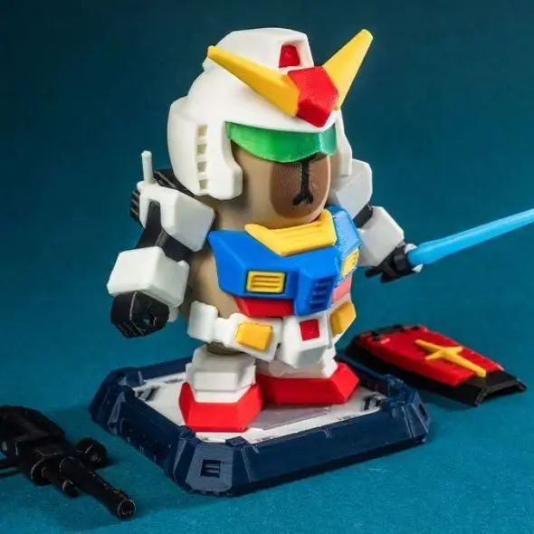 Neue Capybara Actionfigur RX-78-2 Mecha-Stil mit magnetischer dekorativer Capybara-Figur 3D-Druck-Sammlung Statue Spielzeug Geschenk