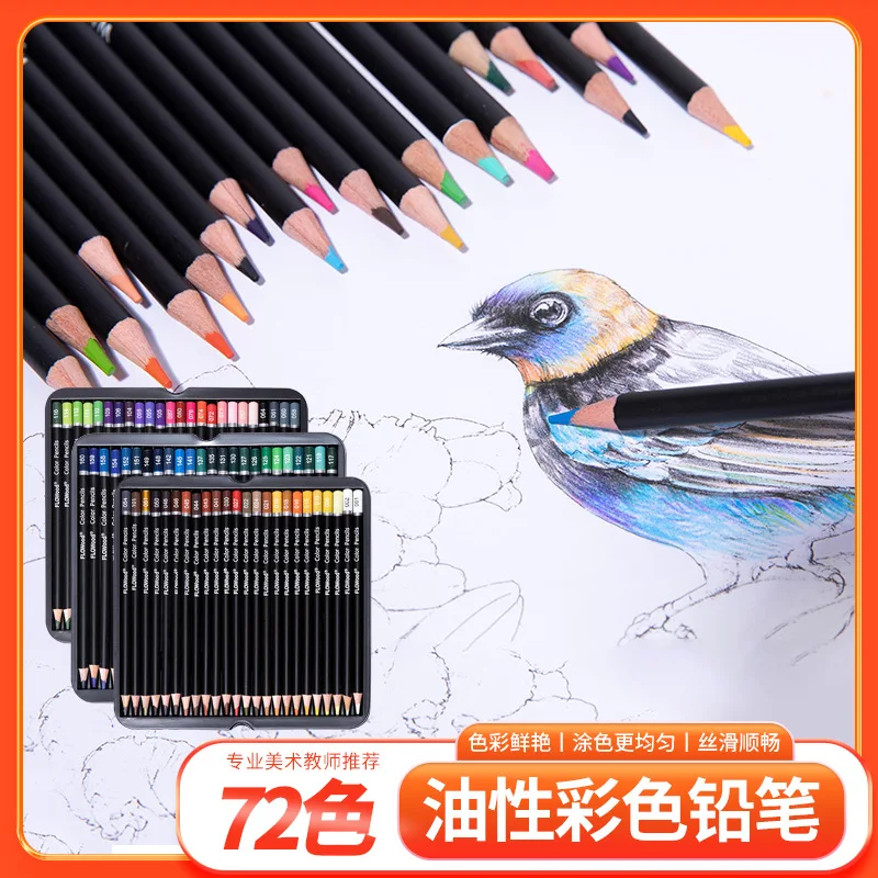 72 Color Oil Based Colored Pencils Set Wooden Barrel Art Supplies for Kids Students Coloring Books Drawing Sketching and Shading