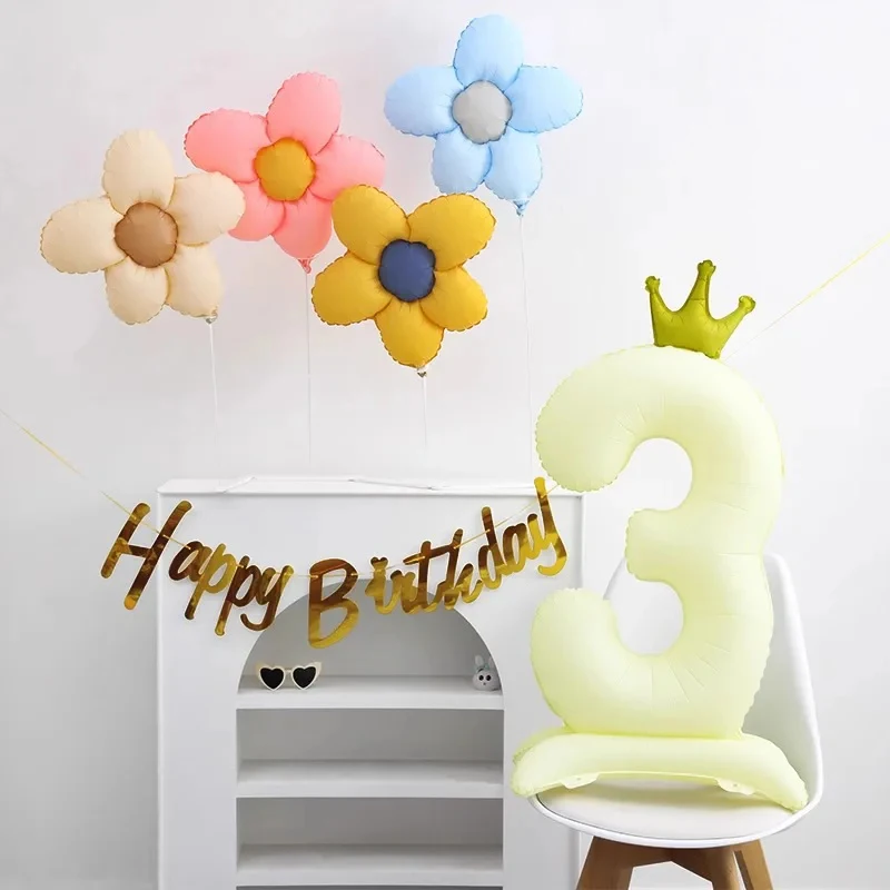 40" Digital Aluminum Film Crown Balloon with Base, Birthday Decoration Standing Ballons Boys and Girls Party Decor Blue and Pink - view 5