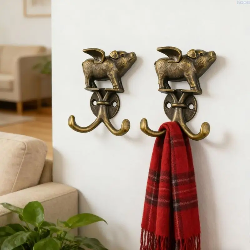 23GA Creative Pig Shaped Wall Hook for Organizing Clothes Keys Home Decoration - view 4