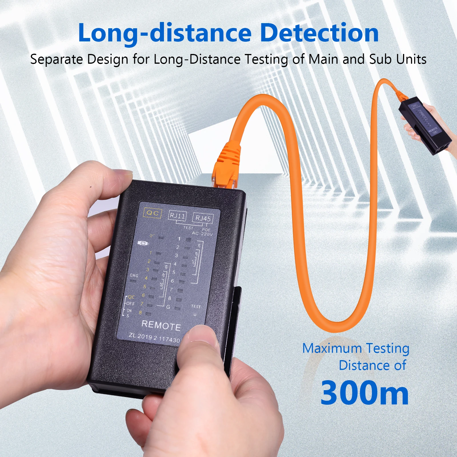 Rechargeable Network Cable Tester Single-End RJ45 Port Detection for RJ45 RJ11 Ethernet Cable Cat6/6a/5/5e/7 Network RepairTool