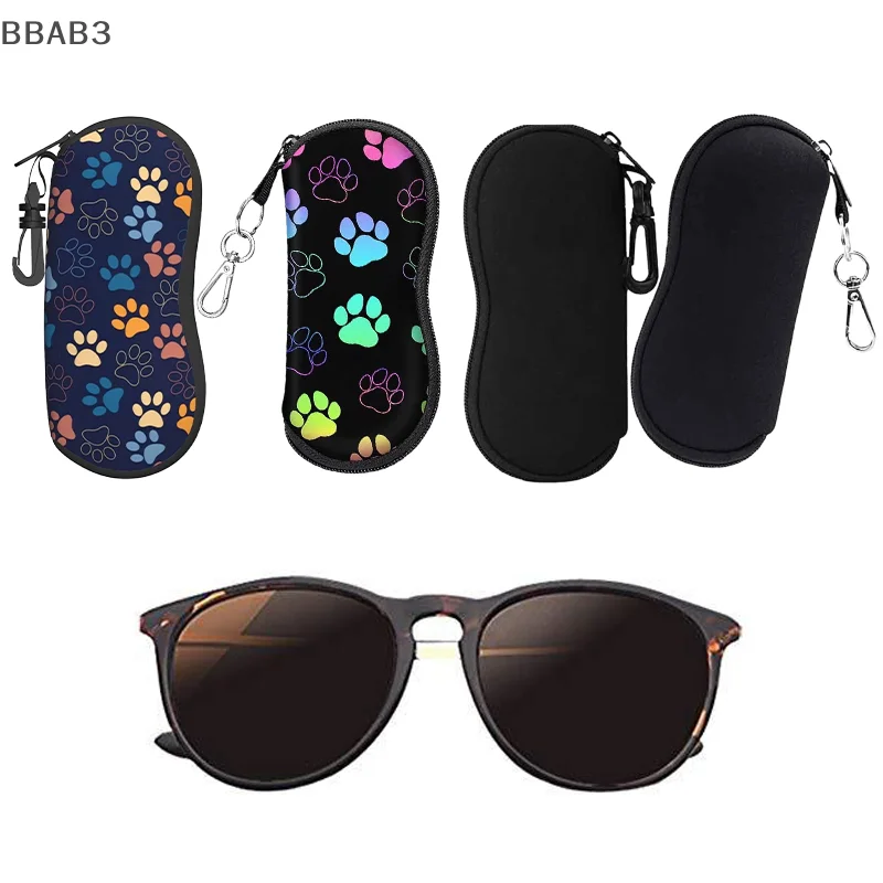 

Чехлы для очков с милым рисунком следа, чехол для солнцезащитных очков с застежкой-молнией, пластиковая пряжка/металлическая пряжка, портативные футляры для очков