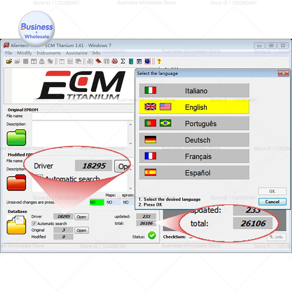 ECM Titanium 1.61 مع 26000 + سائق Hexadecimal View Checksum Car ECM V1.61 مع 18259 + سائق لبرنامج إصلاح السيارات أداة ecu