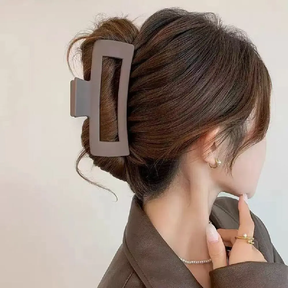 

Large Rectangle Hair Claw Clips - Matte Cream Nonslip Big Jaw Clamps for Thick/Thin Hair, Strong Hold Hair Accessories for Women
