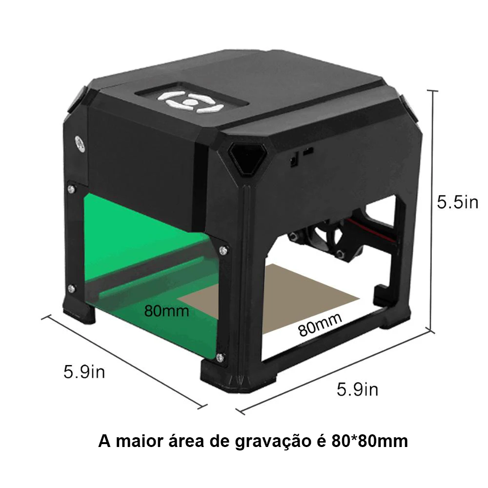 Machine de gravure laser de bureau, mini graveur laser CNC, Bluetooth, calcul, travail, imprimante de marquage bricolage, 80x80mm, 3000mW