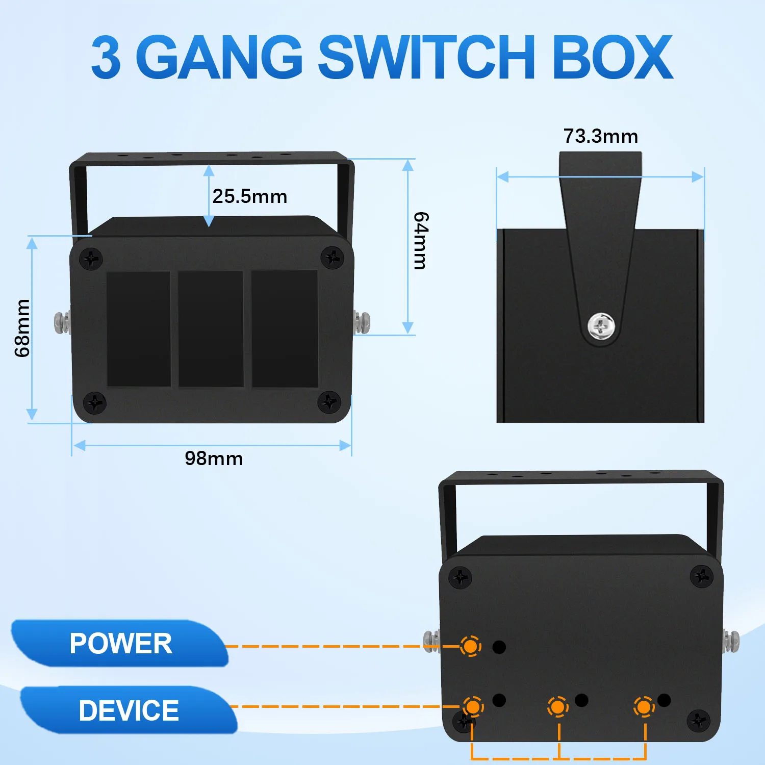 3 / 4 / 5 / 6 Gang DIY Rocker Switch Box Waterproof Aluminum Rocker Switch Panel for Car Marine Boat RV ATV UTV RZR Off Road
