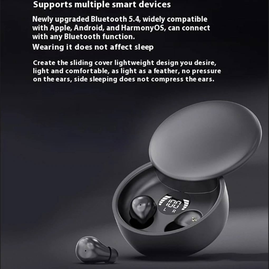 سماعات نوم غير مرئية بلوتوث 5.4 سماعات أذن صغيرة TWS لاسلكية HIFI ستيريو للحد من الضوضاء سماعات مقاومة للماء