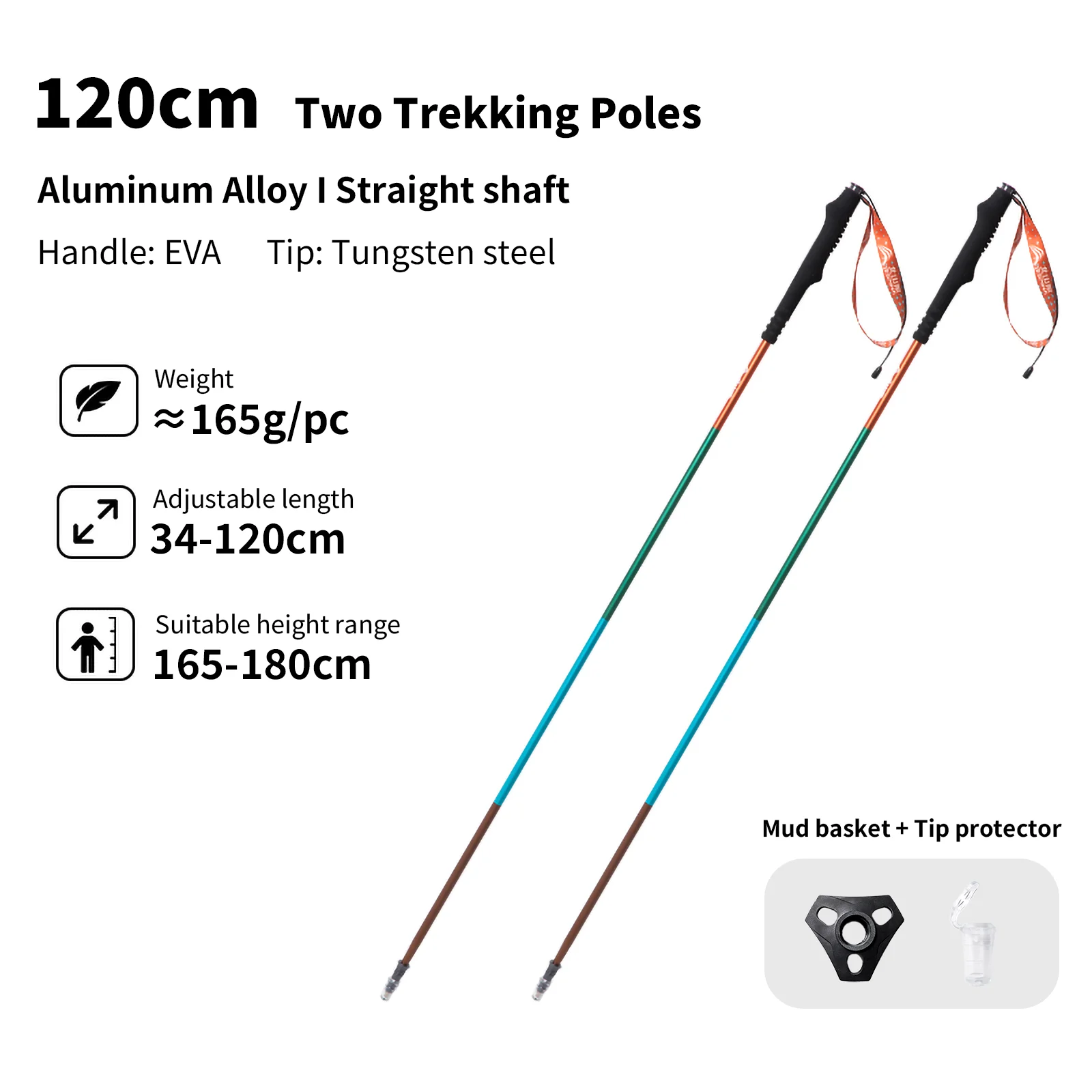 BISINNA 2 stuks Trekkingstokken Ultralight Aluminiumlegering Wandelen Opvouwbare Klimstokken Outdoor Bergbeklimmen Trail Running Canes