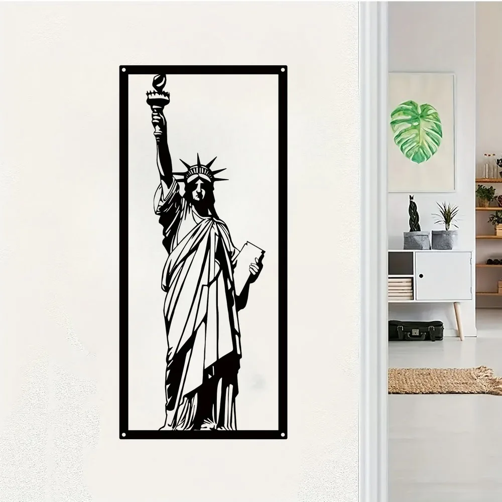 Crafts 1pc Statue Of Liberty Metal Wall Art, Framed Wall Decor, Neoclassical Style Decor for Bedroom, Office, Sofa Background