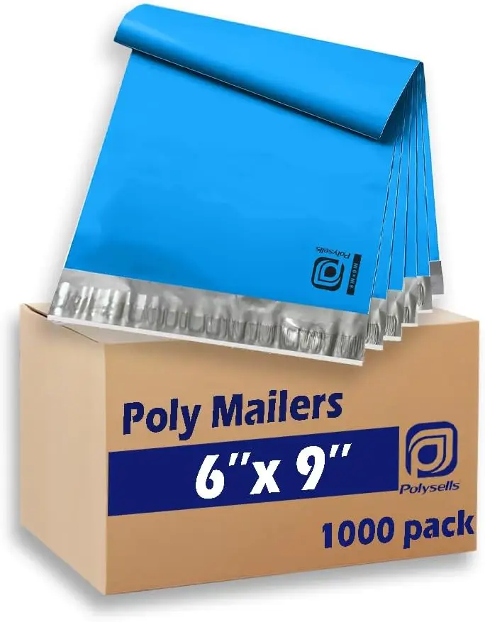 

1000 Blue Poly Mailers 6x9 Inches, Strong Adhesive, Waterproof & Tear-Resistant for Clothing & Accessories