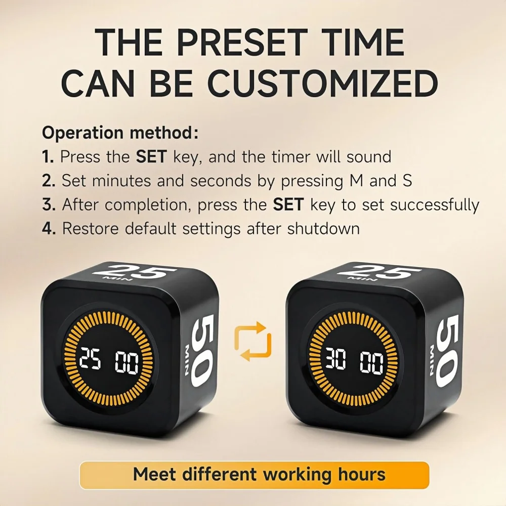 مؤقت مطبخ رقمي صغير بومودورو، ساعة توقيت لمكتب اللياقة البدنية والدراسة، مؤقت الطماطم المكعب البصري، أداة إدارة الوقت #5