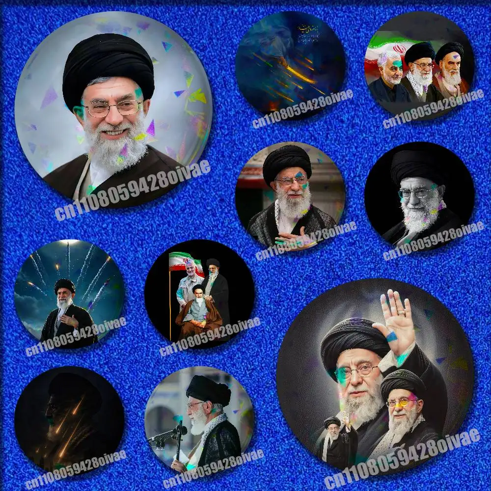 

For RIP Ali K-Khamenei Iranian I-Iran Emblem Round Pins Insignia Badge Cover Ornament 75mm Cosplay Brooch Button